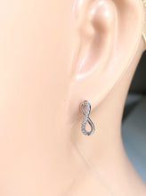 Load image into Gallery viewer, Infinity Stud Earrings, 10K Solid Gold Infinity Earrings, Small Earrings for Women, Birthday Gift for Wife, Sister Secret Gift, Presents
