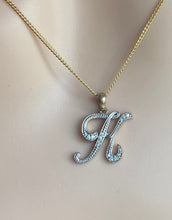 Load image into Gallery viewer, K Initial Pendant, 10K Solid Gold Diamond, Letter Initial Necklace, Personalized Gift, Birthday Gift Women, Every Day Jewelry, Christmas