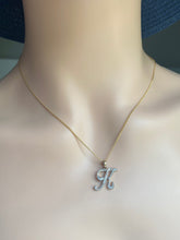 Load image into Gallery viewer, K Initial Pendant, 10K Solid Gold Diamond, Letter Initial Necklace, Personalized Gift, Birthday Gift Women, Every Day Jewelry, Christmas
