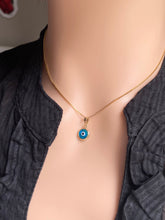 Load image into Gallery viewer, Evil Eye Gold Pendant, 14K Solid Gold, Blue Evil Eye, Amulet Talisman Charm, Birthday Gift for Women,