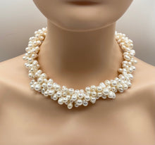 Load image into Gallery viewer, White Pearl Necklace, Multi Strand Necklace, Handmade Statement Necklace, Birthday Gift for Mom, Jewelry for Woman, Mothers Day for Mom