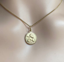 Load image into Gallery viewer, Solid Gold Angel Pendant, 14K Guardian Angel Necklace, Birthday Gift For Wife, Baby Gift Baptism, nts for Mom