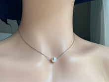 Load image into Gallery viewer, Single Pearl Necklace, Sterling Silver, Gift for Daughter, Birthday Gift Women, Necklace for Teenager, Thanksgiving Gift for Wife