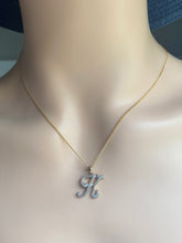 Load image into Gallery viewer, K Initial Pendant, 10K Solid Gold Diamond, Letter Initial Necklace, Personalized Gift, Birthday Gift Women, Every Day Jewelry, Christmas