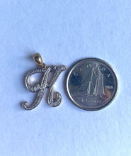 Load image into Gallery viewer, K Initial Pendant, 10K Solid Gold Diamond, Letter Initial Necklace, Personalized Gift, Birthday Gift Women, Every Day Jewelry, Christmas