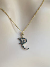 Load image into Gallery viewer, F Initial Pendant, 10K Solid Gold Diamond, Script Initial Necklace, Birthday Gift for Women,