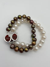 Load image into Gallery viewer, Pearl Bracelet, Genuine Freshwater Pearl, Sterling Silver Agate Clasp, Double Strand Bracelet, Birthday Gift for Women, Sister Secret Gift