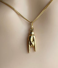 Load image into Gallery viewer, 18K Good Luck Hand Pendant, 25mm, Unisex Gold Luck Charm,