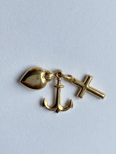 Load image into Gallery viewer, Anchor Heart Cross Pendant ,10K 14K 18K, Solid Gold Necklace, The Three Virtues, Baptisms Baby Gift, Mothers Day Gift