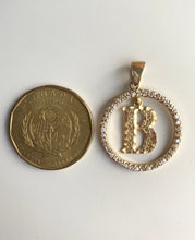 Load image into Gallery viewer, B Initial Gold Pendant, Circle Initial Necklace, 10K Gold Letter Pendant, Personalized Gift, Birthday Gift for Men,
