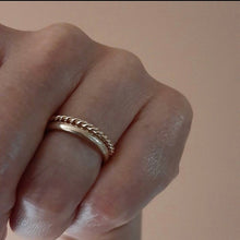 Load image into Gallery viewer, Twisted Gold Ring, 1.6mm, 10K Solid Gold Wedding Band, Thumb Ring, Spacer Ring, Friendship Ring, Stackable Ring, Birthday Gift for Women