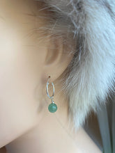 Load image into Gallery viewer, Natural Aventurine Earrings, Sterling Silver Hoop Earrings, Natural Aventurine Gemstone, Birthday Gift Women Women,