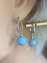 Load image into Gallery viewer, Natural Aquamarine Earrings, Sterling Silver, 10mm, Round Aquamarine Gemstone, March Birthstone, Birthday Gift For Wife,