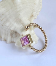Load image into Gallery viewer, Twist Cuff Gold Ring, 10K Solid Gold Birthstone ring, Adjustable Gold Ring, Birthday Gift for Women,