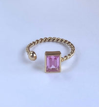 Load image into Gallery viewer, Twist Cuff Gold Ring, 10K Solid Gold Birthstone ring, Adjustable Gold Ring, Birthday Gift for Women,