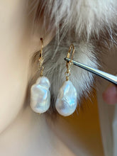Load image into Gallery viewer, Baroque Pearl Earrings, 14K Solid Gold LARGE Pearl, Handmade Jewelry, Mothers Day Giftfor Mom, Birthday Gift for Women