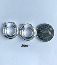 Load image into Gallery viewer, Hoop Earrings Silver, Snap Closure Thick Earring, 925 Sterling Silver, 5mm Thick 20mm Diameter, Birthday Gift for Women, Mothers Day Gift