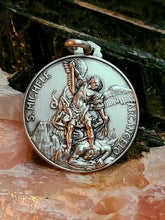 Load image into Gallery viewer, Saint Michael The Archangel, 25MM, 925 Sterling Silver, Round St. Michelle Medal, Birthday Gift For Men, Gift for Police, Gift for Soldiers