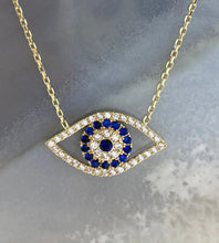Load image into Gallery viewer, Evil Eye Gold Necklace, 10K Solid Gold Evil Necklace, Good Luck Necklace, Protection Necklace, Birthday Gift for Women, Every Day Jewelry