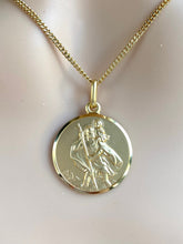 Load image into Gallery viewer, Saint Christopher Pendant, Solid Gold And Big Medallion, Birthday Gift for Men, Gift for Drivers, Gift For Pilots, Fathers Day Gift for Dad