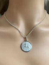 Load image into Gallery viewer, Sagittarius Zodiac Sign, 21mm, 925 Sterling Silver, Horoscope Necklace, Round Astrology Medallion, Birthday Gift for Men, Mothers Day