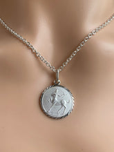 Load image into Gallery viewer, Sagittarius Zodiac Sign, 21mm, 925 Sterling Silver, Horoscope Necklace, Round Astrology Medallion, Birthday Gift for Men, Mothers Day