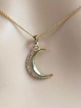 Load image into Gallery viewer, Crescent Moon Gold Necklace, 10K Solid Gold Celestial Pendant, Dainty Minimalist Jewelry, Birthday Gift for Sister, Christmas Exchange Gifts