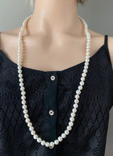Load image into Gallery viewer, Long Pearl Necklace, 35in, 8mm Pearl Necklace, Endless Knotted Pearl, Birthday Gift for Mom, Gift for Wife