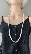 Load image into Gallery viewer, Long Pearl Necklace, 35in, 8mm Pearl Necklace, Endless Knotted Pearl, Birthday Gift for Mom, Gift for Wife