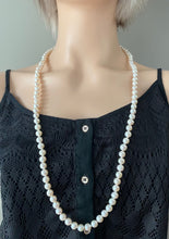 Load image into Gallery viewer, Long Pearl Necklace, 35in, 8mm Pearl Necklace, Endless Knotted Pearl, Birthday Gift for Mom, Gift for Wife