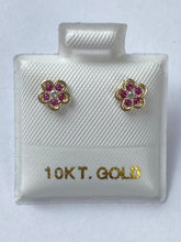 Load image into Gallery viewer, Flower Pink Earrings for Baby, 10K Solid Gold, Toddler Earrings, Birthday Gift for Baby Girl, Mothers Day Gift For Toddler, Presents
