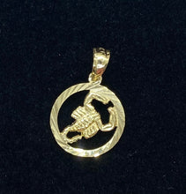 Load image into Gallery viewer, Scorpio Zodiac Sign Pendant, 10K Solid Yellow Gold, Diamond Cut, Birthday Gift for Oct22-Nov 21, Mothers Day Gift