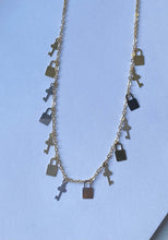 Load image into Gallery viewer, 14K Gold Choker Necklace, Keys Charm Necklace, Bags Charms, Necklace for Women, Every Day Jewelry, Mothers Day Gift