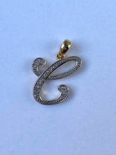 Load image into Gallery viewer, C Initial Pendant, 10K Gold Diamond Script Initial Necklace, Letter C Pendant, Personalized Gift, Birthday Gift for Women,