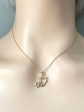 Load image into Gallery viewer, Double Heart Necklace, 10K Solid Gold Heart Jewelry, Mother and Child Heart, Birthday Gift for Mom, Christmas Presents for Wife