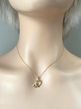 Load image into Gallery viewer, Double Heart Necklace, 10K Solid Gold Heart Jewelry, Mother and Child Heart, Birthday Gift for Mom, Christmas Presents for Wife