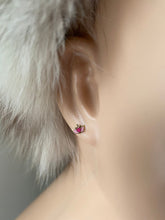 Load image into Gallery viewer, Crown Earrings for Baby, 10K Solid Gold, Princess Pink Earrings, Birthday Gift for Baby Girl, For Toddler, Presents