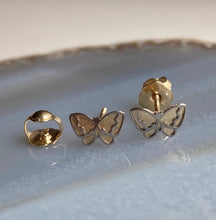 Load image into Gallery viewer, Butterfly Earrings for Baby, 10K Solid Gold, Toddler Earrings, Baptism Gift for Baby Girl, Birthday Gift For Toddler, Christmas Presents