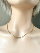 Load image into Gallery viewer, Paper Clip Gold Chain, 10K Staple Necklace, Minimalist Layering Chain, Birthday Gift for Women,