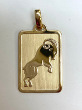 Load image into Gallery viewer, Aries Zodiac Gold Pendant, 18K Solid Yellow Gold Aries Zodiac Sign, Fancy Capricorn 3D Design, Mothers Day Gift
