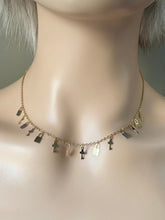 Load image into Gallery viewer, 14K Gold Choker Necklace, Keys Charm Necklace, Bags Charms, Necklace for Women, Every Day Jewelry, Mothers Day Gift
