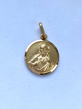 Load image into Gallery viewer, Sacred Heart Of Jesus, 12mm, 10K 18K, Solid Gold Pendant, Double Face Scapular
