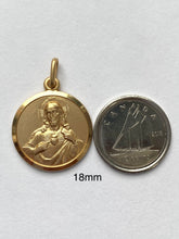 Load image into Gallery viewer, Sacred Heart Of Jesus, 18mm, 18K Solid Gold, Double Face Scapular, Religious Medal Unisex, Birthday Gift for Husband, Brother