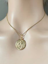 Load image into Gallery viewer, Saint Anthony Pendant, 20mm, 14K Solid Gold Medal, Patron Of Lost, Religious Jewelry, Big Medallion Gold, Mothers Day Giftfor Husband