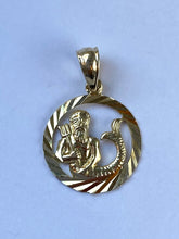 Load image into Gallery viewer, Aquarius Zodiac Sign Pendant, 10K Solid Gold Aquarius Necklace, Diamond Cut, Birthday Gift for Jan 22- Feb 21,
