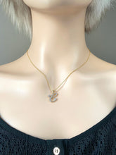 Load image into Gallery viewer, C Initial Pendant, 10K Gold Diamond Script Initial Necklace, Letter C Pendant, Personalized Gift, Birthday Gift for Women,