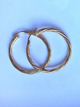 Load image into Gallery viewer, Twist Hoop Earrings, 10-39MM, 18K Solid Gold Earrings, Round Earrings, Birthday Gift Women, Christmas gift Women, ers For Wife