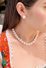 Load image into Gallery viewer, White Pearl Gold Necklace, 11-12mm Pearl Necklace, Knotted Handmade Necklace, Gift for Mom, Birthday Gift Women, Jewelry for Woman
