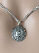 Load image into Gallery viewer, Ecce Homo Pendant, Jesus Crowning with Thorns, 925 Sterling Silver, Religious Jewelry, Italian Made Medal, Birthday Gift for Men or Women