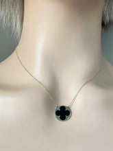 Load image into Gallery viewer, Clover Necklace Gold, 10K Solid Gold, Black Onyx Necklace, Birthday Gift for Wife,